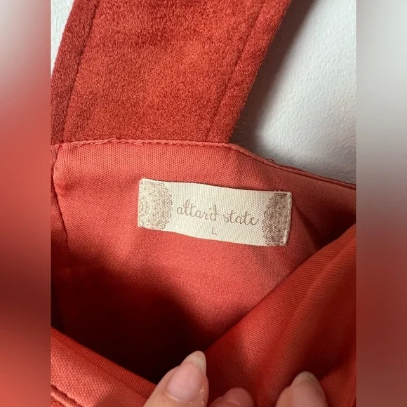 Altar’d State Suede Rustic Red Orange Cropped Top Large NWT - Picture 7 of 8